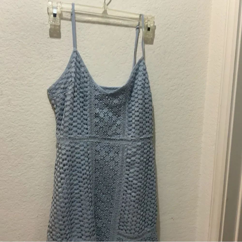 Abercrombie & Fitch Light Blue Open Floral Crochet Dress XS